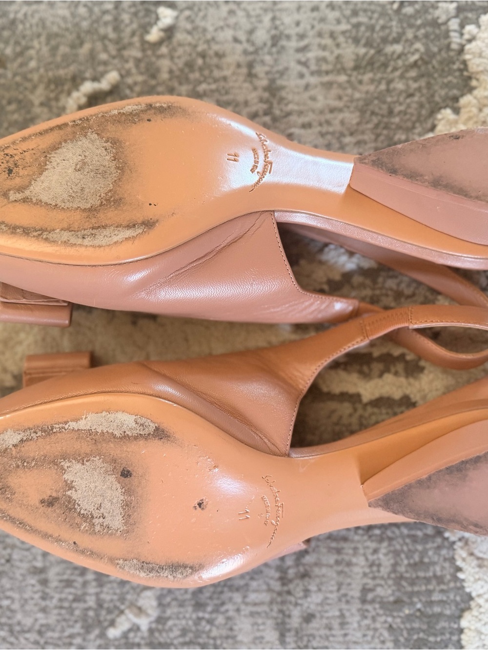Salvatore Ferragamo Blush Bow Slingback Flats - Picture 7 of 10